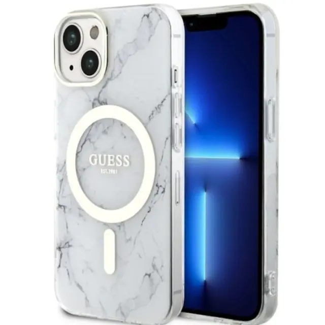 Guess Back Cover Σιλικόνης Λευκό (iPhone 14 Plus)