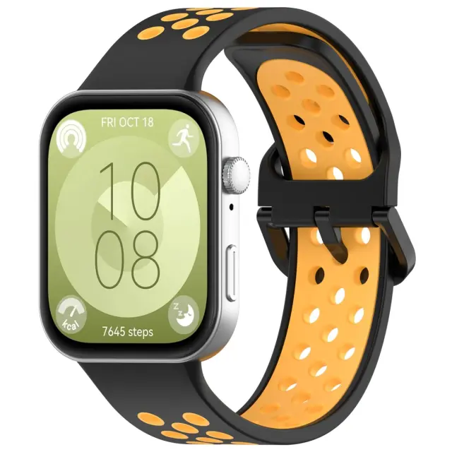 Breathable Λουράκι για Huawei Watch Fit 3/4/4 Pro/5/5 Pro-Black/Yellow OEM