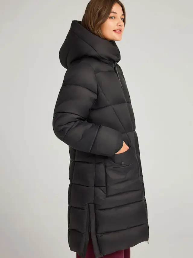 Funky Buddha Long Puffer Jacket for Winter with Hood Black FBL012-107-01 - XL 2