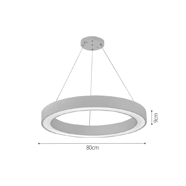 InLight Κρεμαστό φωτιστικό LED 88W 3CCT (by switch on base) σε μαύρη απόχρωση D:80cm (6073-80-BL) 3