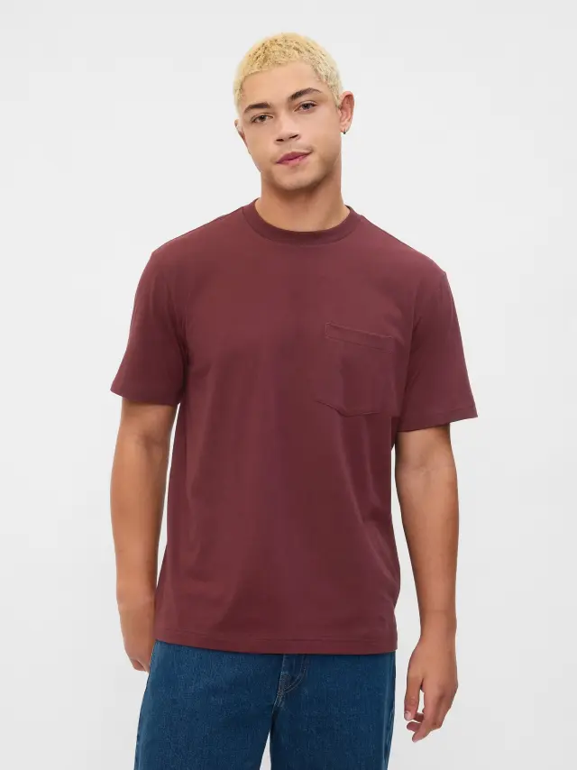 Κόκκινη Original Pocket Κοντομάνικη μπλούζα με Τσέπη NOIR RED 796 - S