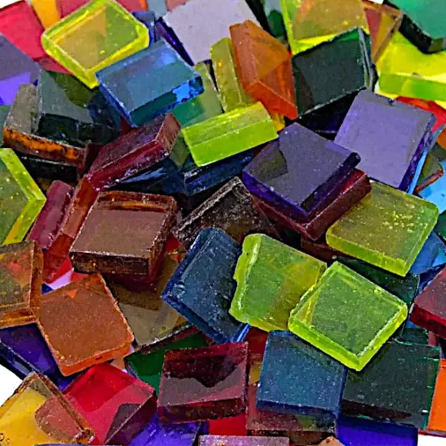 Γυάλινη Ψηφίδα Tiffany Glass 10x10mm - T189 Transparent Mix - 200gr