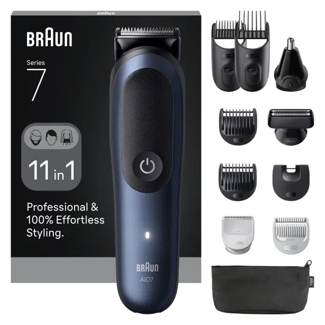 Braun - All-in-One Series 7, 11in1 Grooming Kit, ProBlade, AutoSense, AIO7540 - Black / Deep Blue - Health and Personal Care