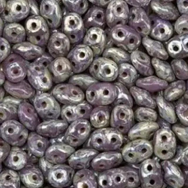 Χάντρα MiniDuo - Opaque Violet Picasso 2x4mm ~7gr