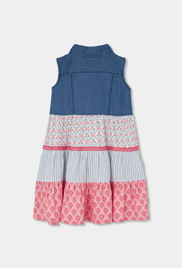 Boboli denim φόρεμα συνδυασμένη για κορίτσι 303130-BLUE 2