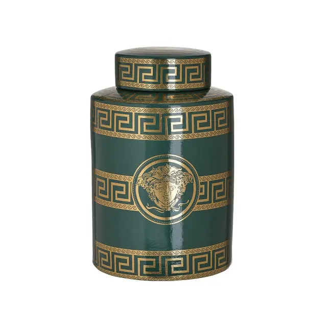 Βάζο Μαίανδρος Πράσινο/Χρυσό Κεραμικό Φ18x27cm 3-70-902-0159
