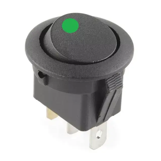 Διακόπτης On/off round rocker led dot 12V - Πράσινο