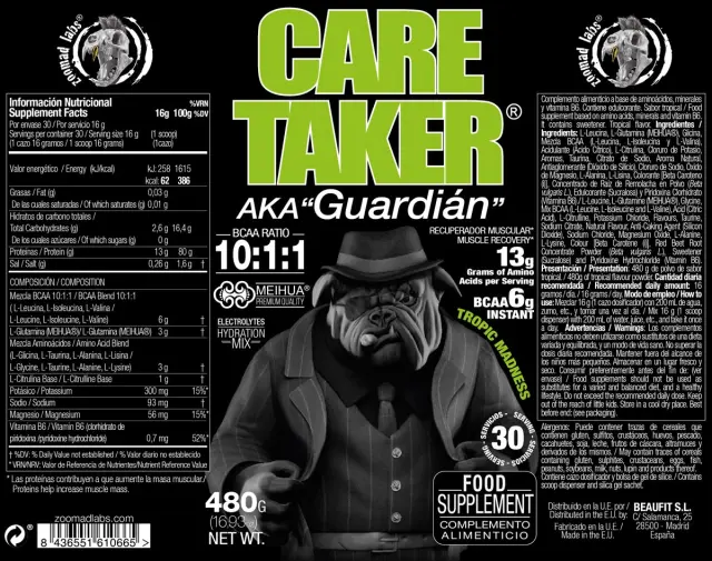 Zoomad Labs Caretaker® BCAAs 10:1:1 Tropical Madness, 480 g 2