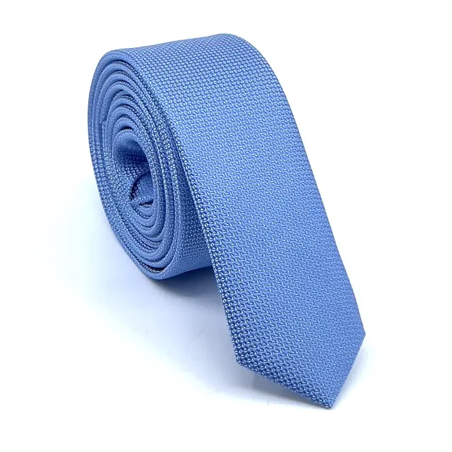 Σκούρο Σιέλ Oxford Γραβάτα Slim 4,5 cm Σετ με Μαντηλάκι