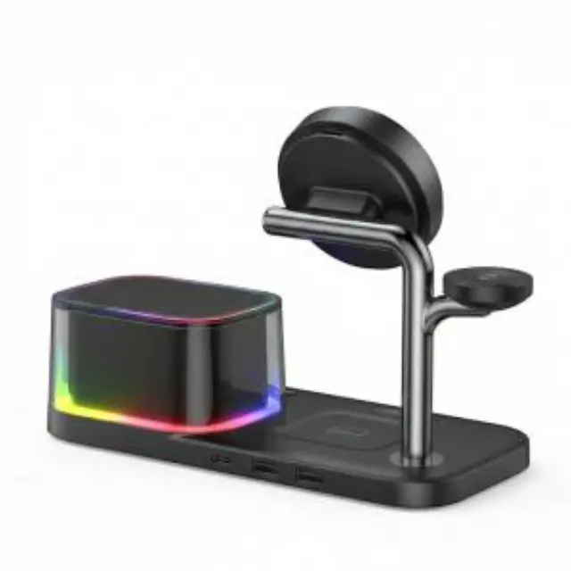Charging Station για κινητό, smartwatch και ακουστικά με ηχείο και ρολόι, 25W 3
