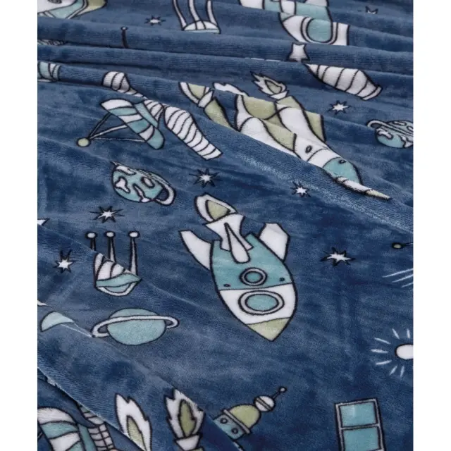 Παιδική Κουβέρτα Fleece Μονή Kentia Milky Dark Blue-White-Ciel-Green 160x220 3