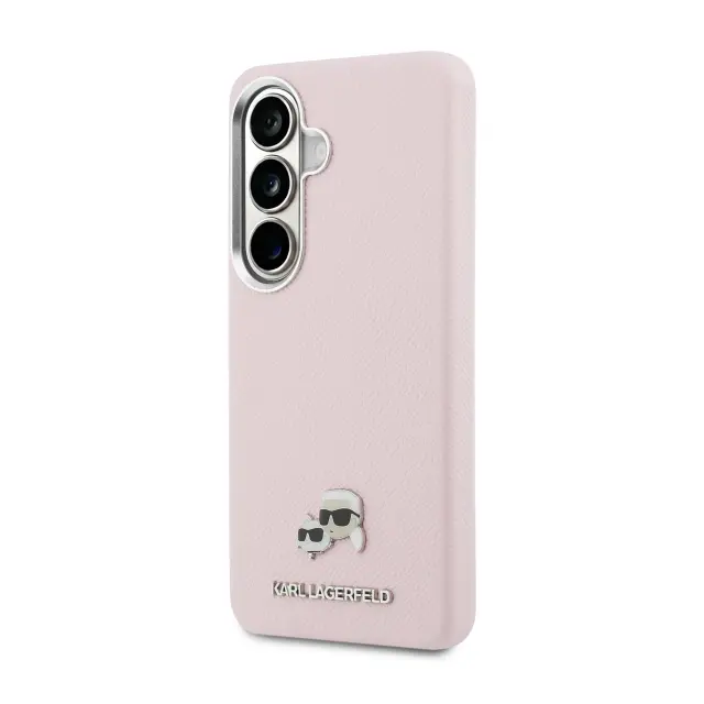 Karl Lagerfeld Grained PU Leather K&CH Heads Magnetic Case for Samsung Galaxy S26+ Pink 2