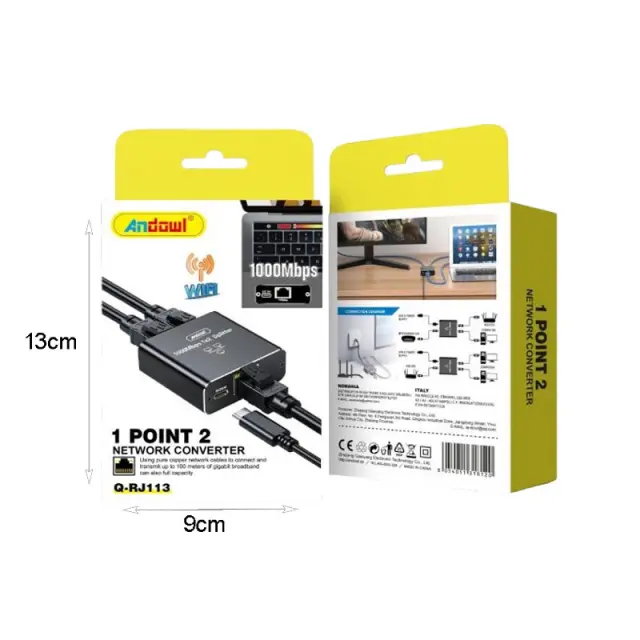 Andowl Μετατροπέας Δικτύου 1000Mbps Q-RJ113 - Network converter 1 Point 2 075713 2