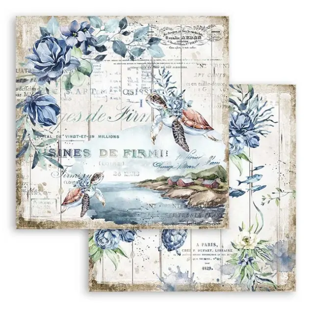 Χαρτί Scrapbooking Stamperia Διπλής Όψης - Romantic Sea Dream Turtle - 31x30cm