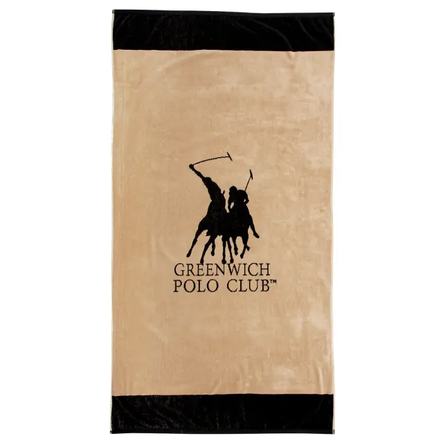 Πετσέτα Θαλάσσης 90x170 400gsm Essential Greenwich Polo Club 4046 Taupe-Black 100% βαμβακερό