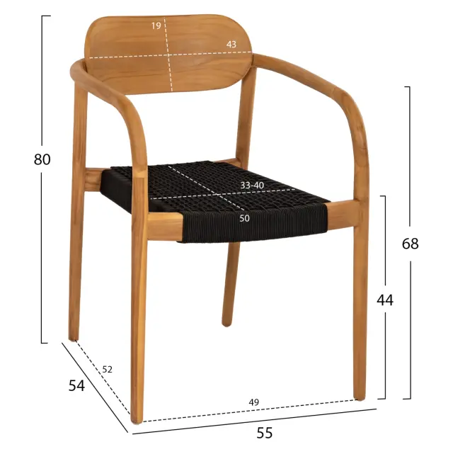 ΠΟΛΥΘΡΟΝΑ FB99636.02 ΞΥΛΟ TEAK ΦΥΣΙΚΟ & ΜΑΥΡΟ ΣΧΟΙΝΙ 55x54x80Υ εκ. 2