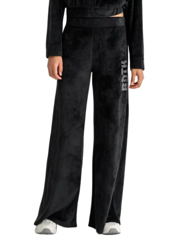 Bodytalk γυναικεία βελουτέ wide leg φόρμα με στρας 1262-908400-1 2