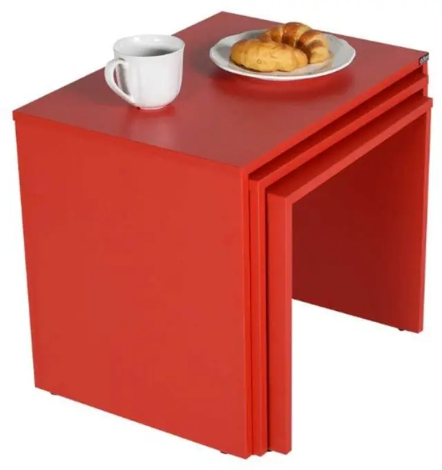 Σετ τραπεζάκια Ζιγκόν SHP-103-KK Κόκκινο 55x47x40cm 3