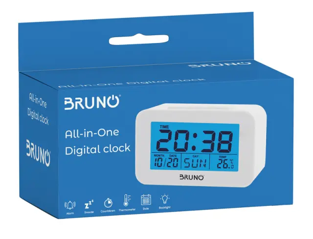 BRUNO ξυπνητήρι BRN-0129 με μέτρηση θερμοκρασίας, °C & °F, λευκό 2