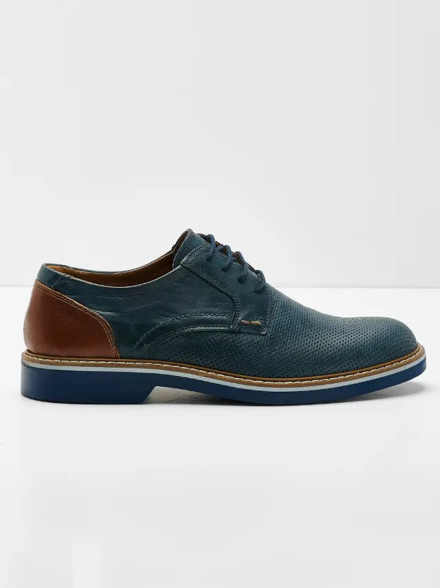 Imac Δετά-Oxfords Ανδρικό δέρμα Μπλέ IMA/150400 BLU/COGNAC - 40 2