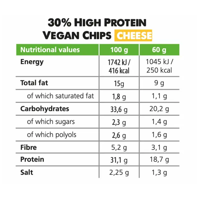 Forpro 30% Vegan Protein Chips Cheese, 60 g 2