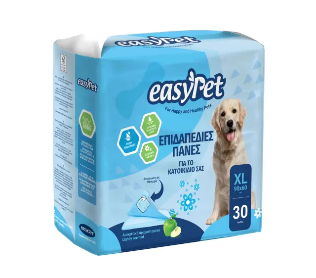 Επιδαπέδιες Πάνες Easypet με αυτοκολλητα και αρωμα για κατοικίδιο – XL – 60x90cm – 30 τεμαχίων