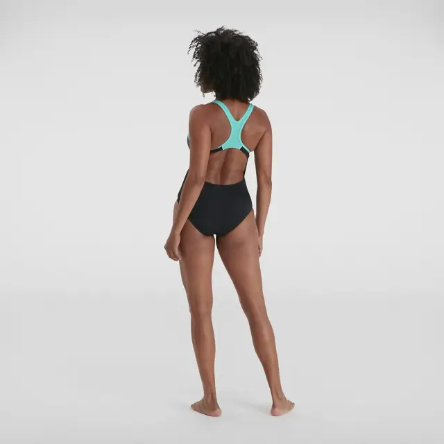 Speedo Women's Plastisol Laneback Swimwear Μαύρο - Πράσινο 811389A274 (Speedo) - 36 2