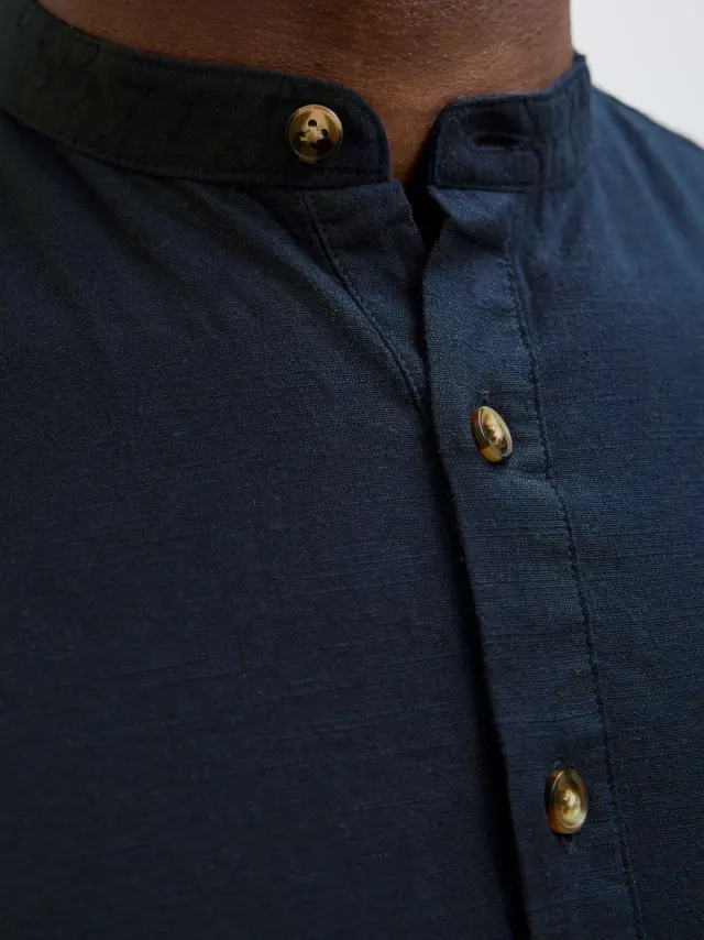 JJESUMMER HALF PLACKET SHIRT LS SN Navy Blazer 2