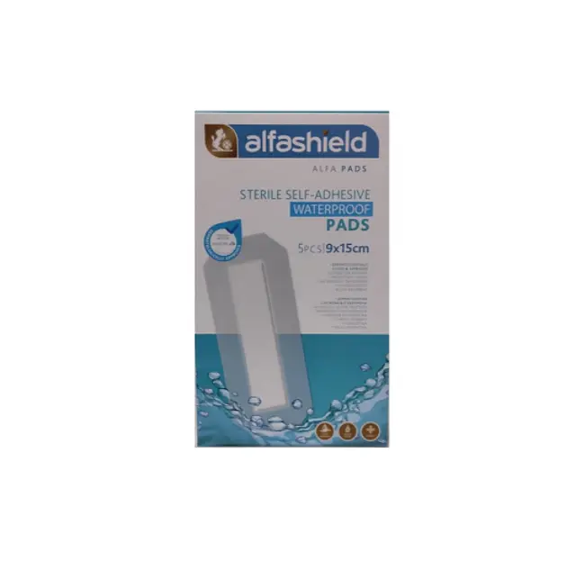 Alfashield | Sterile Self - Adhesive Waterproof Pads | Αδιάβροχα Αποστειρωμένα Αυτοκόλλητα Επιθέματα 9x15cm | 5Τμχ.