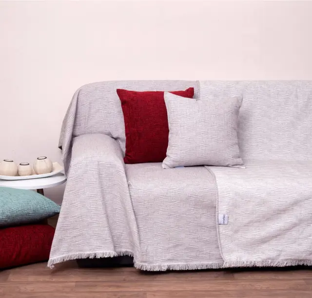 Ριχτάρι Πολυθρόνας 150Χ180 2 Οψεων Anna Riska 1449 Grey 100% Chenille