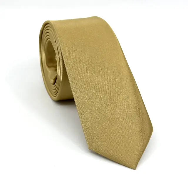 Χρυσαφί Gold Metallic Γραβάτα Σατέν Ματ 6,5 cm με Ασορτί Μαντήλι