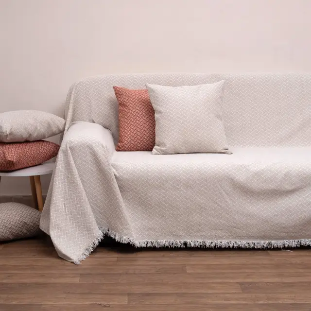 Ριχτάρι Πολυθρόνας 180x180 Viopros 2219 Αμμος 100% Chenille
