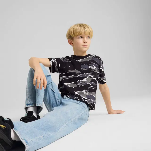 Puma Boy's Essentials Camo Allover Print Tee Μαύρο 685139-01 (Puma)