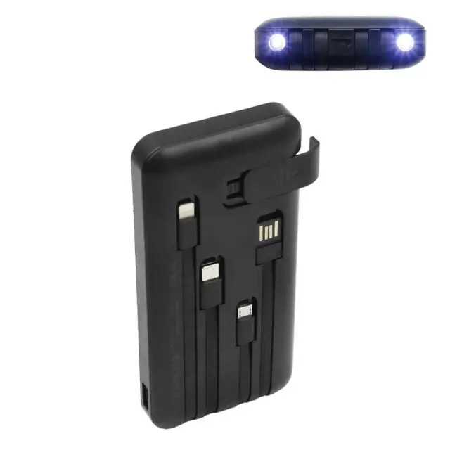 Ηλιακό Powerbank 10000mAh με Ενσωματωμένα Καλώδια Φόρτιση, Θύρα USB-A και Stand Κινητού Treqa TR-946 Μαύρο