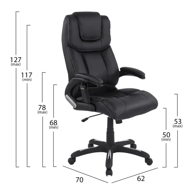 Καρέκλα γραφείου Thorin με Massage μαύρη Homemarkt 62x70x127 εκ. 2