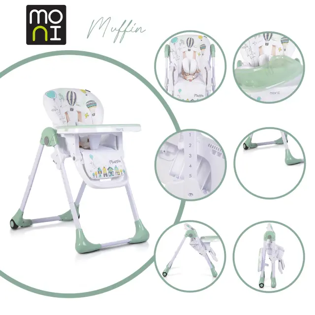 Moni Καρεκλάκι Φαγητού Muffin Mint 3801005150694