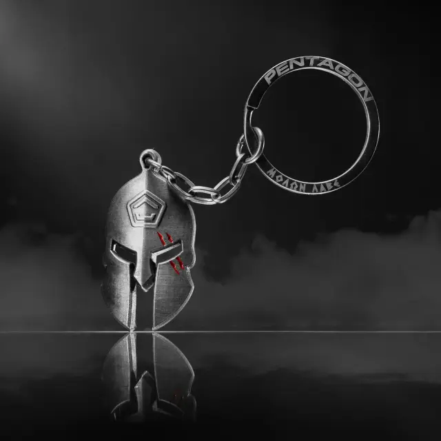 Pentagon Spartan Keyring-Μπρελόκ Σπαρτιάτης - Antique Silver-43