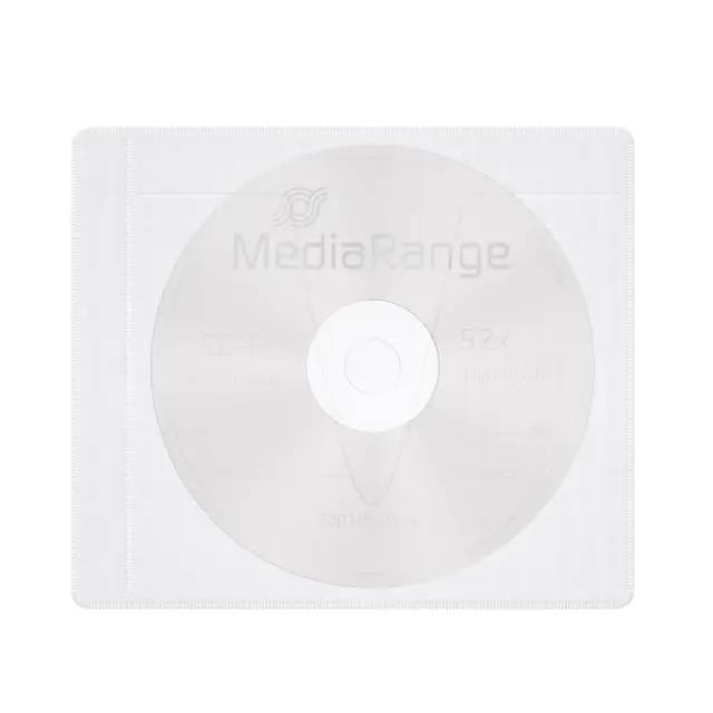 MediaRange Adhesive-backed fleece Sleeves for 1 disc White/semi-clear, Pack 50 (MRBOX69-50)