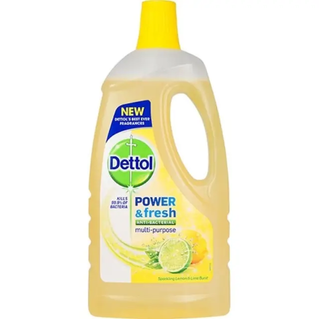 Dettol Καθαριστικό Πατώματος Power & Fresh Απολυμαντικό Υγρό Λεμόνι 1lt