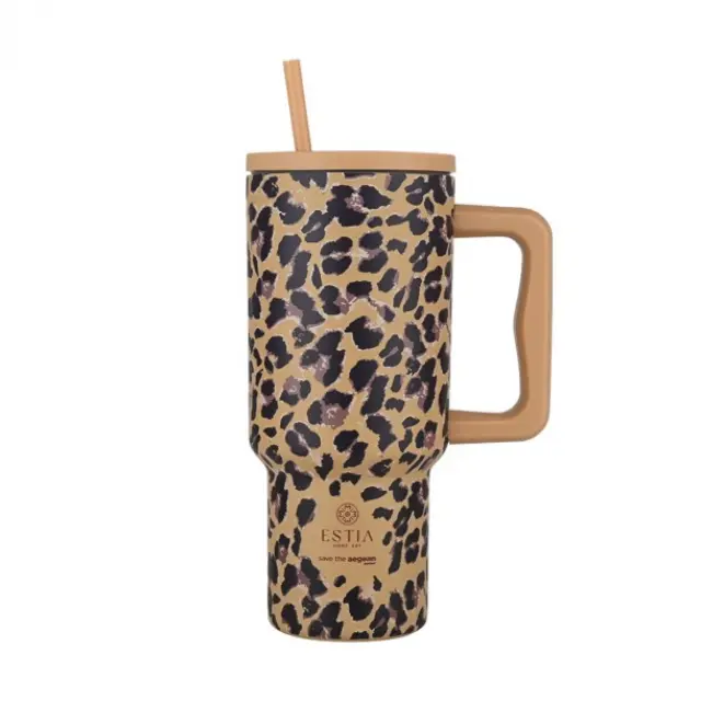 Κούπα Θερμός Με Λαβή + Καλαμάκι 900ml Estia Save The Aegean Tumbler Spotted Prowl