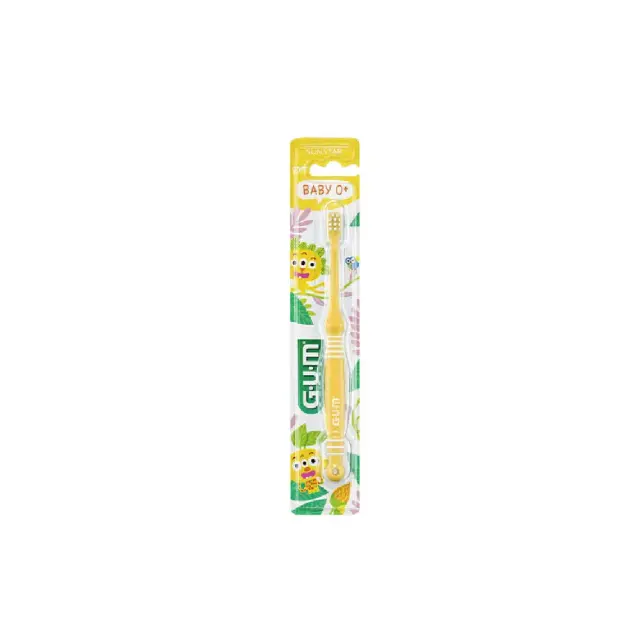 Gum Baby 0-2 Years Soft Toothbrush Βρεφική Κίτρινη Οδοντόβουρτσα με Μαλακές Τρίχες & Μικρή Κεφαλή για Ευκολία στη Χρήση, 1τμχ