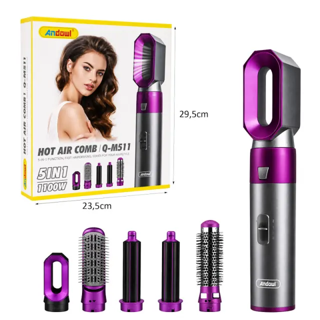 Andowl Πιστολάκι Μαλλιών 5 σε 1 με Αξεσουάρ Styling 1100W Q-M511 - Hot Air Hair Styler with Attachments 0751169 2