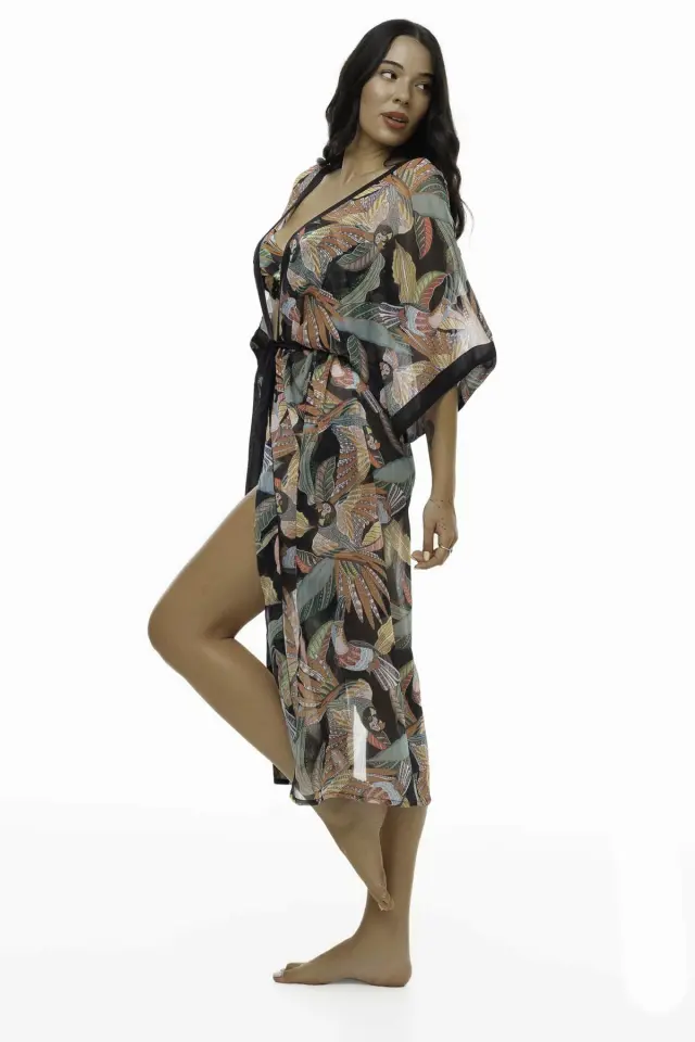 Καφτάνι θαλάσσης μάξι floral 2