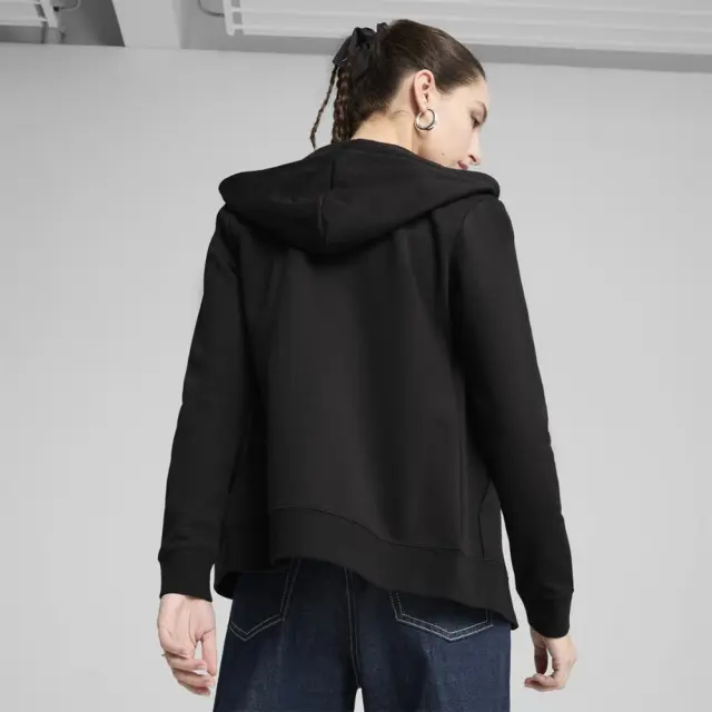 Puma Logo Fleece Full Zip Hoodie (682404-01) - Μαύρο 3