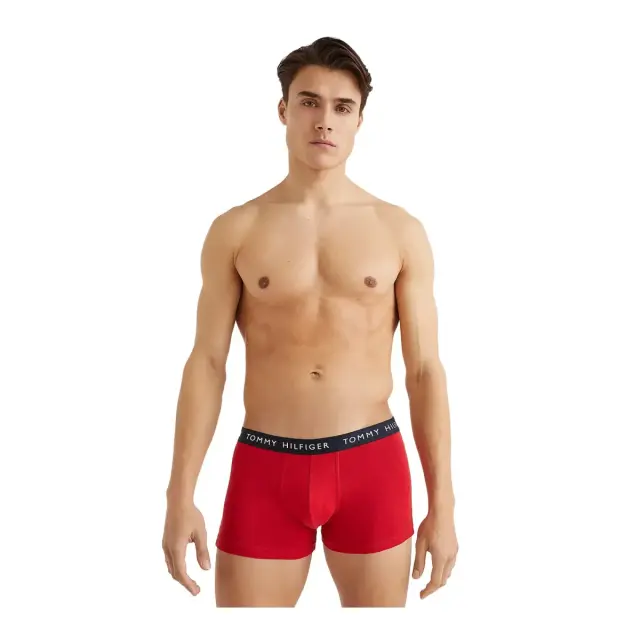 Tommy Hilfiger Ανδρικό Boxer Essential Logo Waistband Trunks - Τριπλό Πακέτο, Χρώμα Des Sky-Petrol Blue-Prim Red - S 2