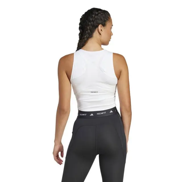 adidas Techfit Γυναικείο Αθλητικό Crop Top Αμάνικο White IX3270 - S 2