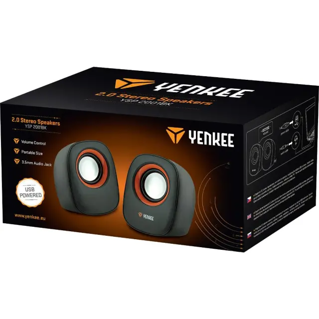 Yenkee YSP 2001BK Stereo Mini Ηχεία 2.0 6W Παροχή Ρεύματος μέσω USB-A Μαύρα 2