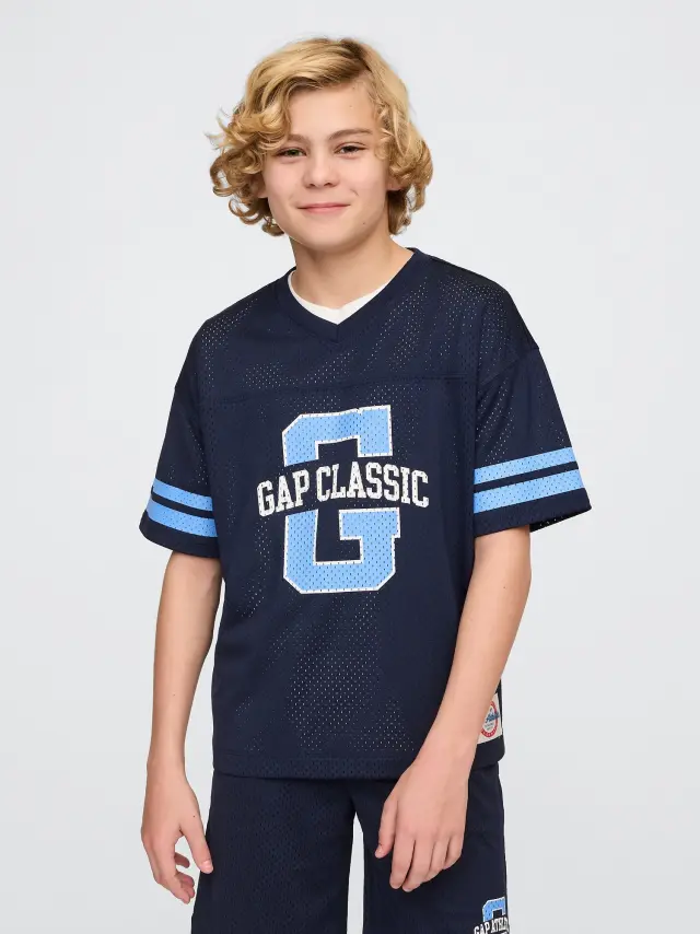 Παιδική GapFit Tech Mesh Jersey Μπλούζα Blue - XS