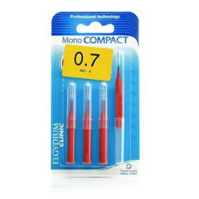 Elgydium Mono Compact Red Κόκκινα Μεσοδόντια Βουρτσάκια 0.7mm, 4τμχ