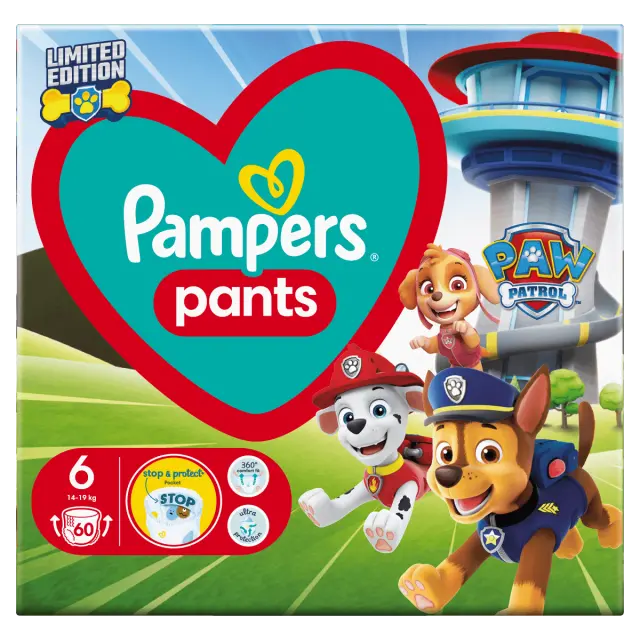 Πάνες Pampers Pants Paw Patrol – limited edition Νο6 (14-19kg) 60τεμ 2